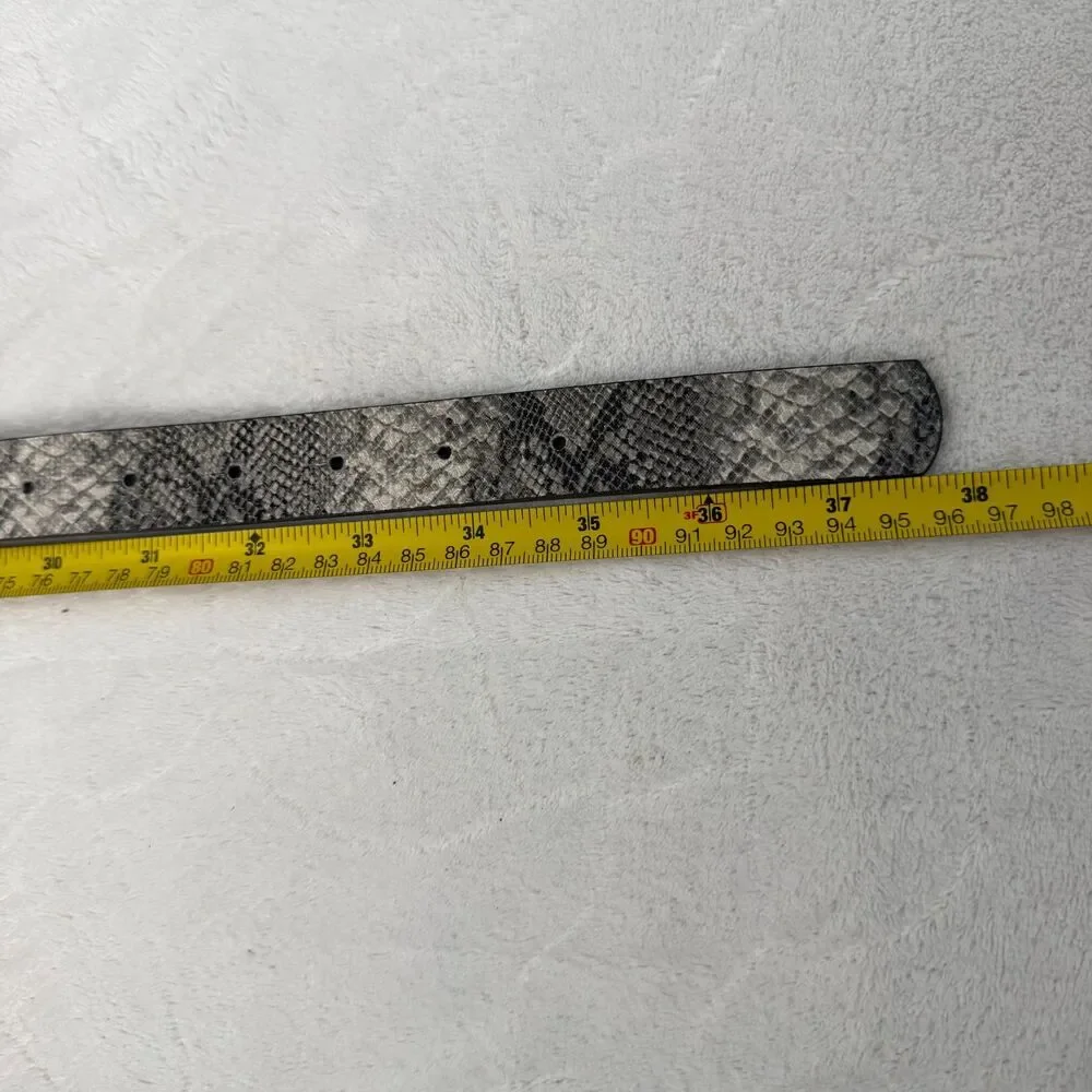 Vintage Anne Klein‎ Gold Lion Head Logo Buckle Reversible Snake Skin Belt 29-35